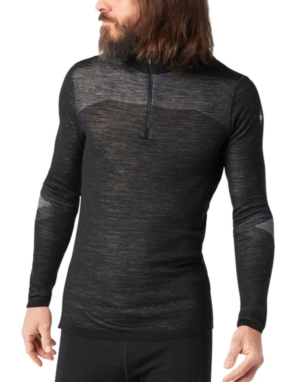 Smartwool Black Gray Intraknit Merino 200 Quarter Zip Long Sl Base Layer M